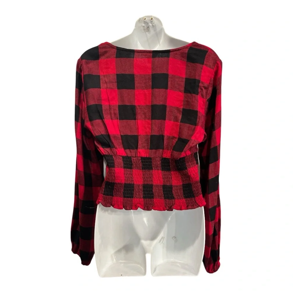 Sim & Sam Buffalo Plaid Red and Black Women's Top. Size large